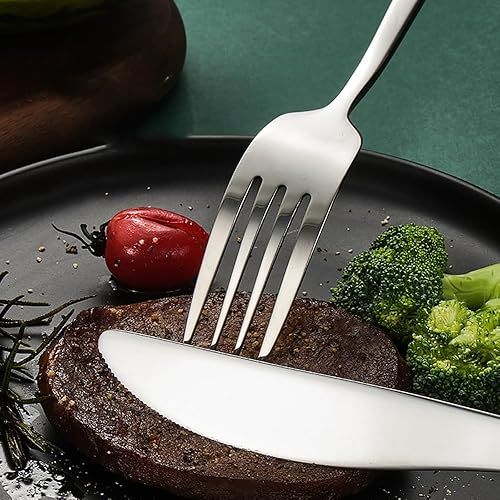 Miniatura 6 de Juego de cubiertos para 12 cubiertos de acero inoxidable de grado alimenticio, 48 piezas, tenedores de acero inoxidable, cucharas y tenedores de