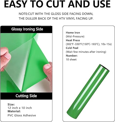 Vista 119 de FUNKAKA Rollos de vinilo de transferencia de calor HTV azul lago, 12 pulgadas x 9 pies, vinilo azul lago brillante para planchar para camisetas