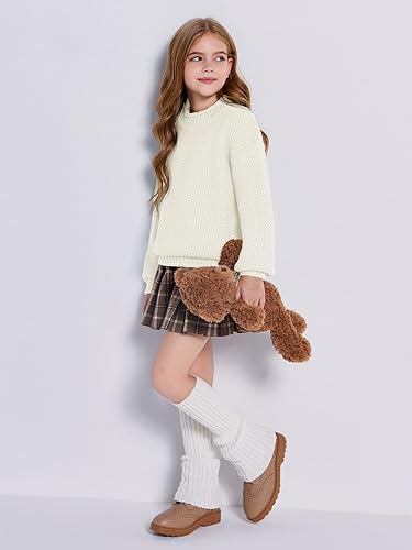 Miniatura 4 de Imily Bela Suéteres de cuello alto para niñas, ropa de punto de manga murciélago, suéter grueso
