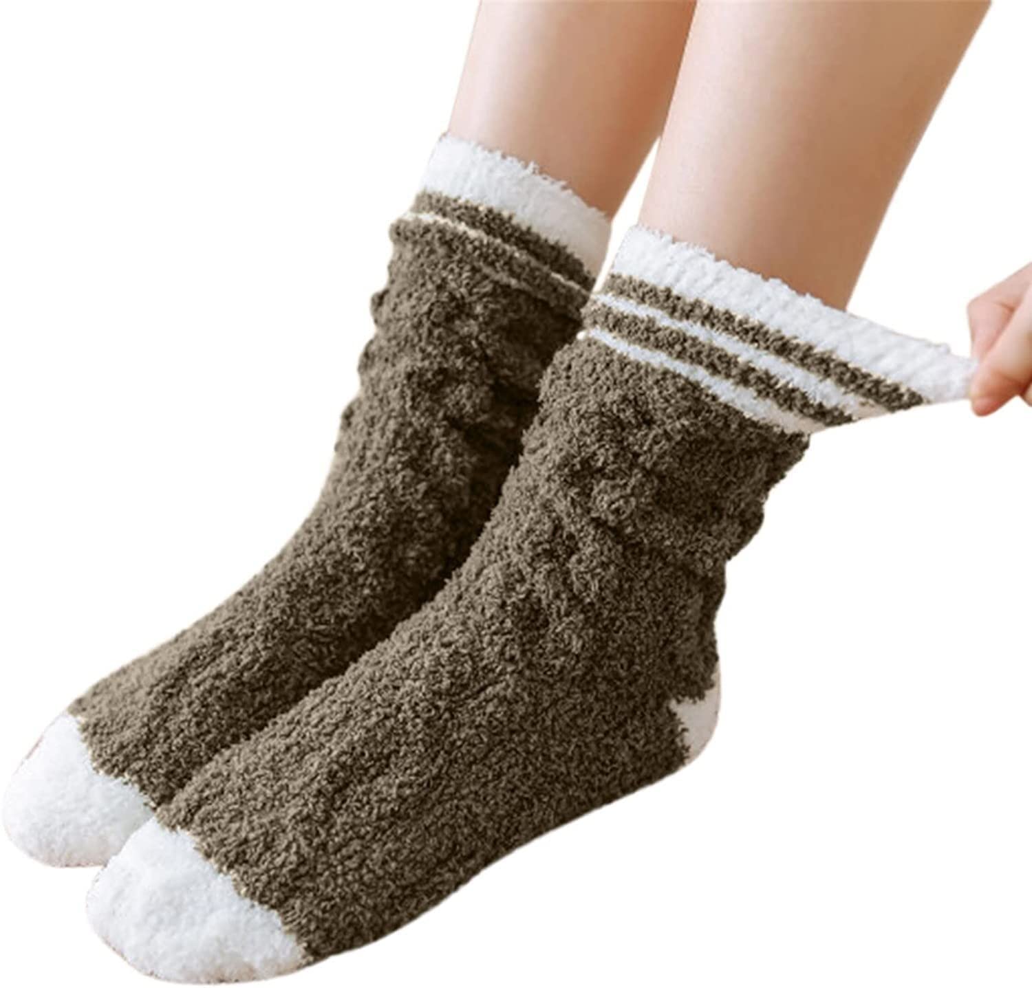 Calze Calde di Cotone, Calzini Termici Invernali da Donna a Righe Multicolori, Confezione da 10 Paia