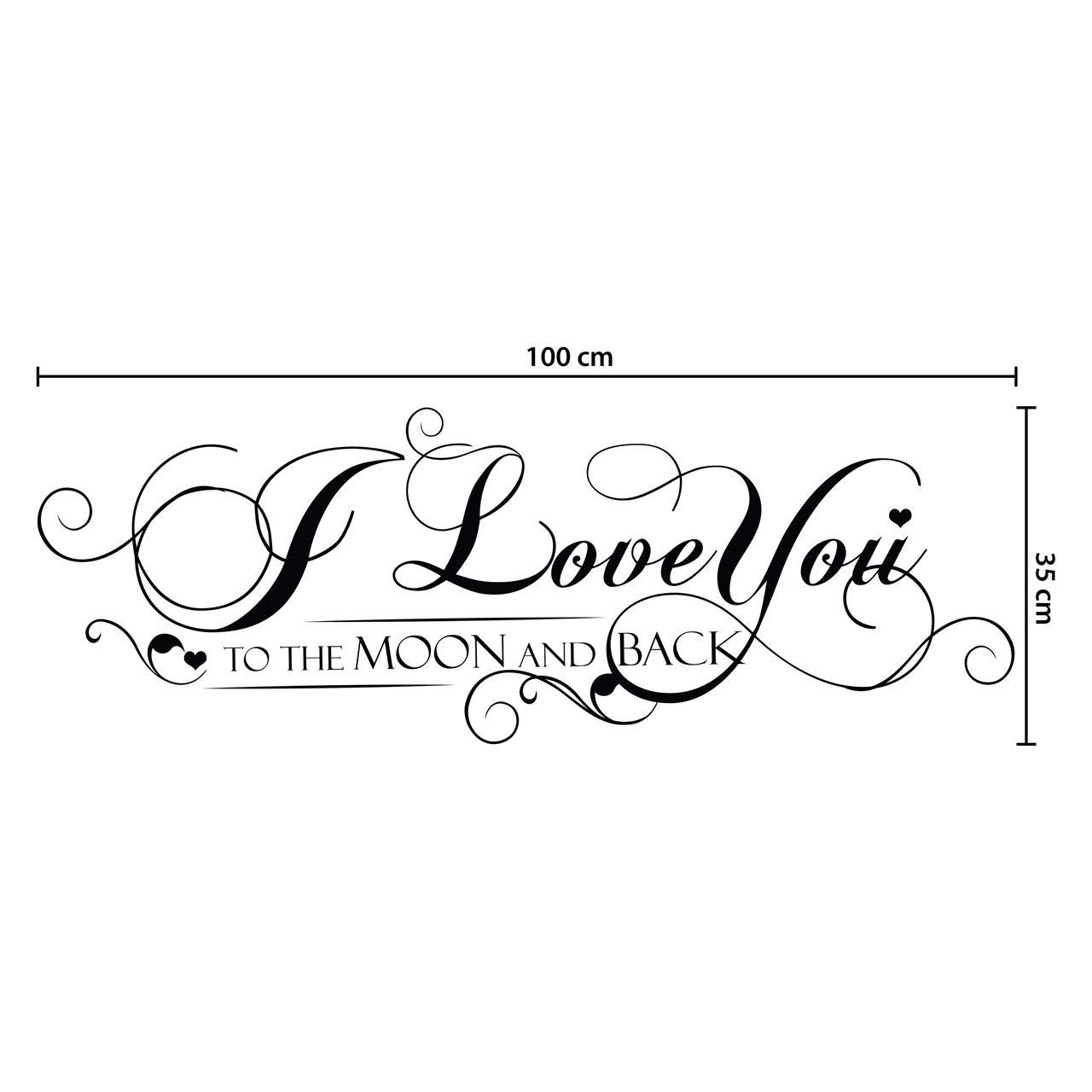 Walplus Swarovski Crystals and I love You Quote Wall Stickers, Multi-Colour, 90 x 30 x 0.5 cm - Image 2