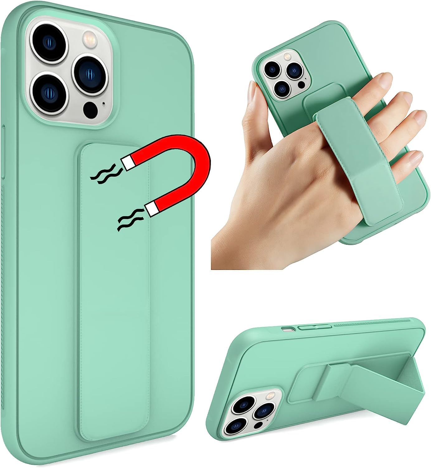 Bracelet magnétique pour iPhone 15Pro vert clair en silicone doux - 8