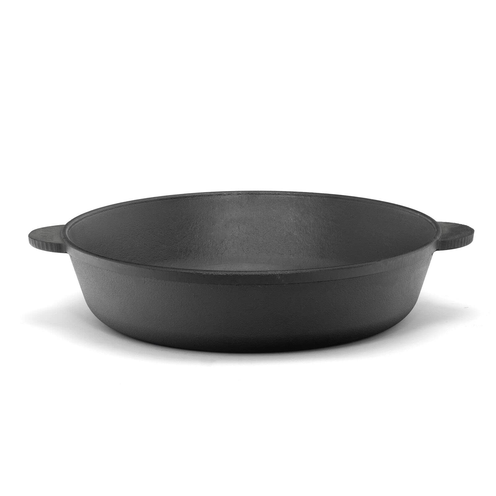 4BIG.fun Ø30cm Padella in ghisa - con due manici - pentola - servire - friggere per barbecue - gas - tutte le fonti di calore compresa l'induzione - utensile da cucina sicuro per interni ed esterni