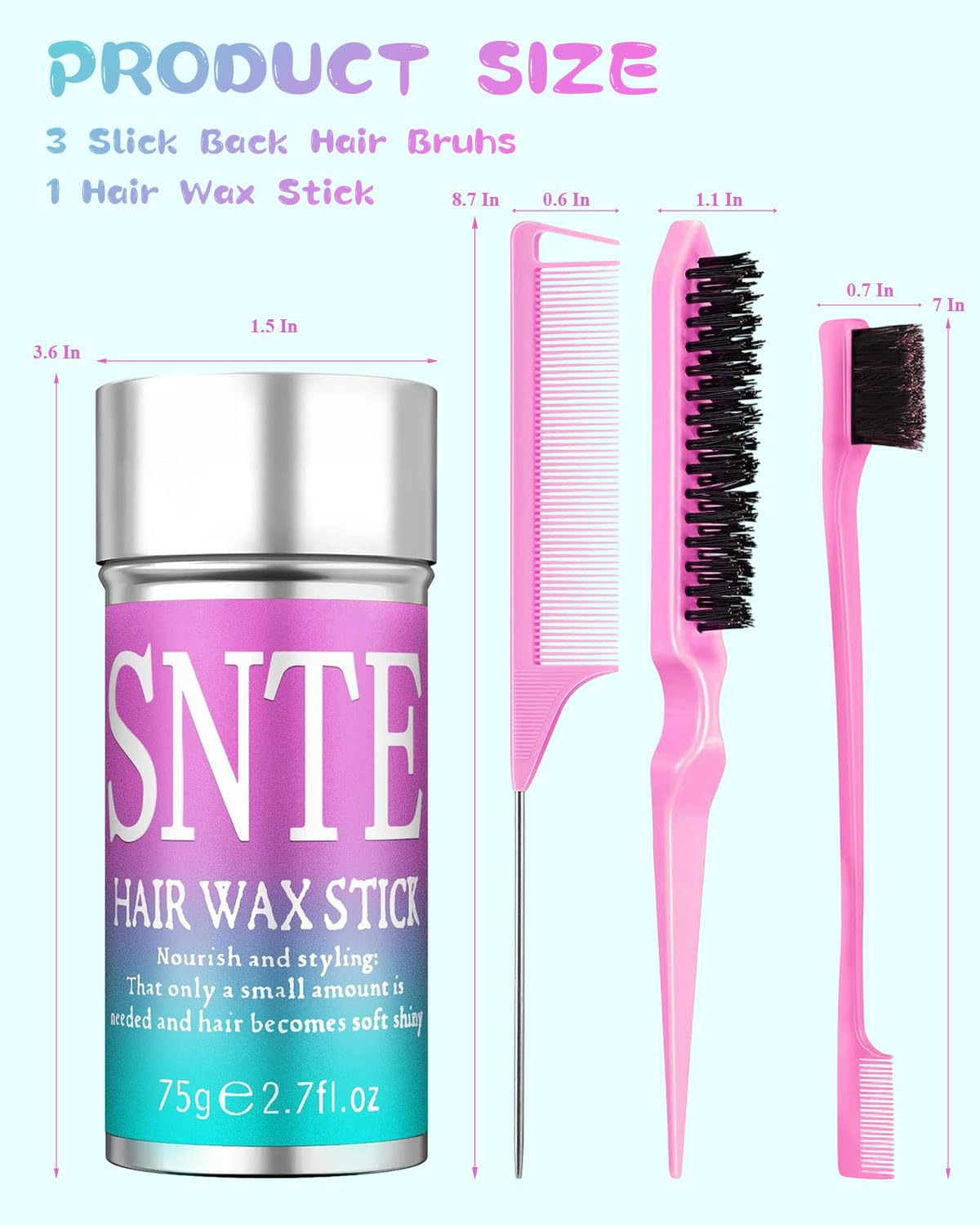 Amazon | ヘアワックススティック、スリックバックヘアブラシセット