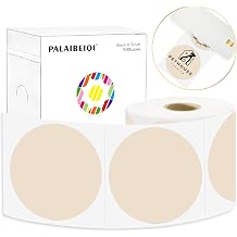 3 X 3 Inch Round Thermal Labels Circle Color Coding Labels Printable Waterproof 500PCS Round Stickers Adhesive Writable for Office, Home, Garage, DIY Sticker, Name Tag, Light Brown