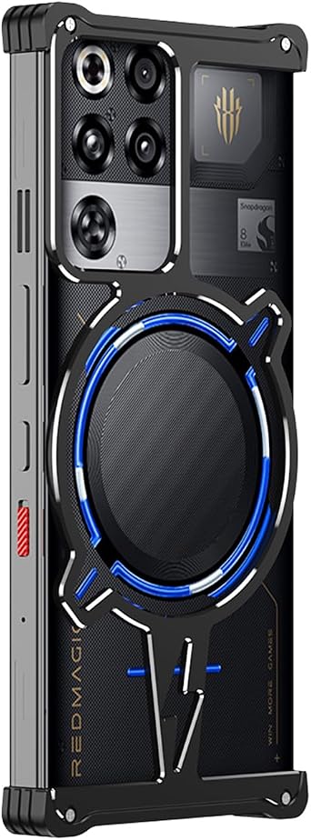 DAYJOY Metal Case Compatible with Nubia Red Magic 11 Pro/Pro+, Hollow Design Premium Aluminum Cool case Support Magnetic Charging Black Silver