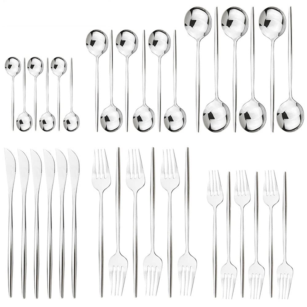 Couteau à steak découpant sans effort et ensemble de couverts de table 36 pièces anti-torsion