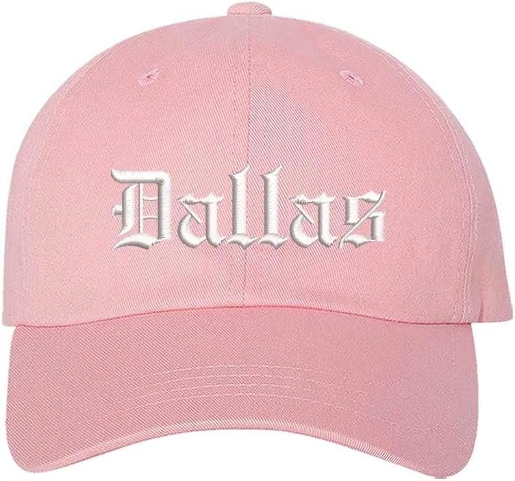 Dallas Old English Embroidered Baseball Hat – Vintage-Style Cotton with Curved Brim – Retro City Name for Men & Women