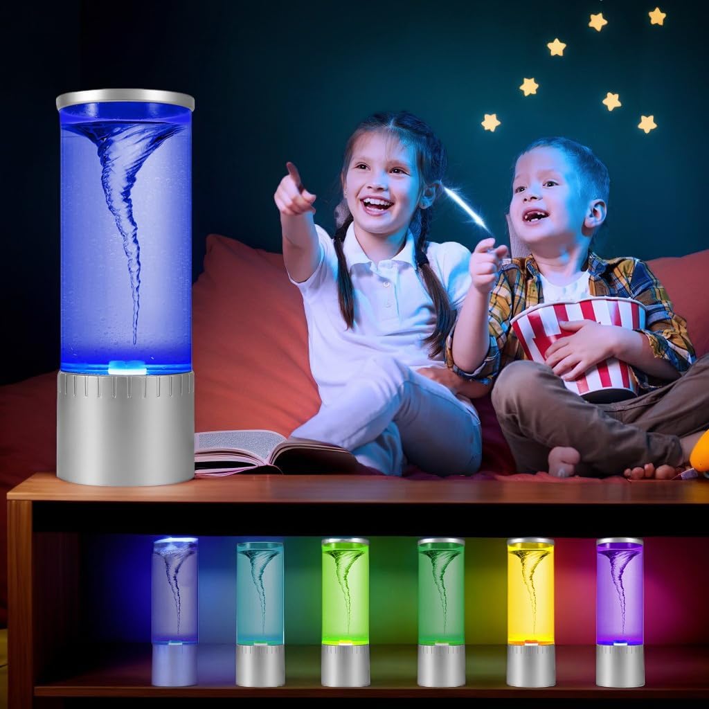 Tornado Lamp, 7 Color Changing LED Night Light with Hypnotic Vortex Effect, USB-Powered Calming Light for Bedroom, Office, Party Decor, Meditation & Stress Relief