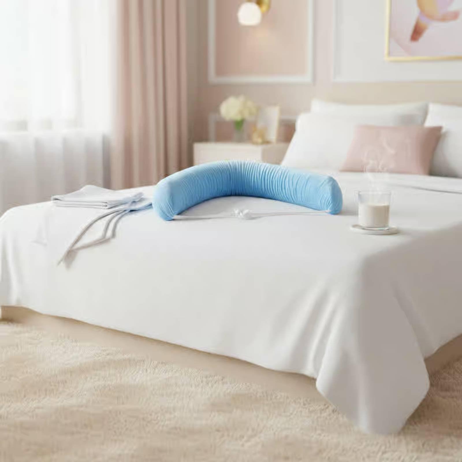 Cojín Lumbar Curvo Almohada Ergonómica para Cintura Cojín de Cojín de Almohada de Posicionamiento Funda Lavable de Terciopelo con Esponja Suave Adecuado para Dormir y Relajación Doméstica
