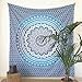 MOMOMUS Mandala Tuch Mehrzweck - Pareo/Strandtuch XXL, Dünn und Sandabweisend, Große Stranddecke Sandfrei Sanddurchlässig oder Picknickdecke XXL für Camping und Yoga - Blau, 210x230cm