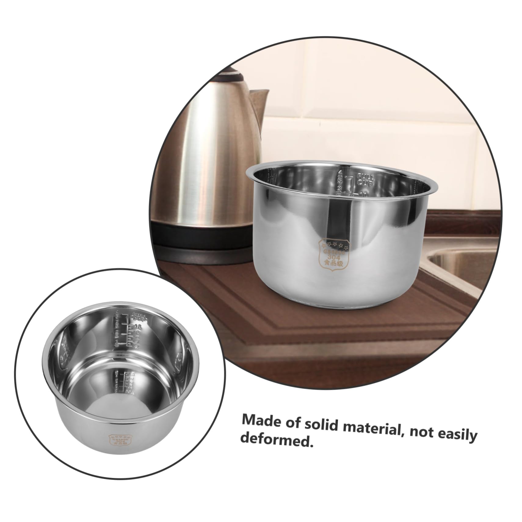 Gatuida Casserole Intérieure en Acier Inoxydable 5l pour Cuckoo Rice Cooker, Pot Intérieur du Cuiseur à Riz Argenté Design à Échelle, Fourniture de Remplacement Polyvalente