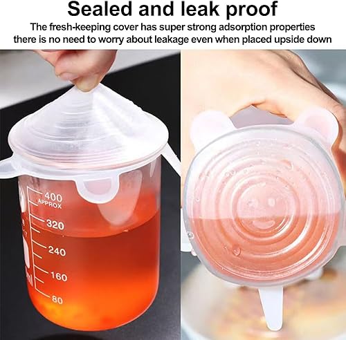 Miniatura 4 de 6 tapas elásticas de silicona reutilizables para almacenamiento de alimentos en el refrigerador, cubierta de microondas de vidrio para alimentos,