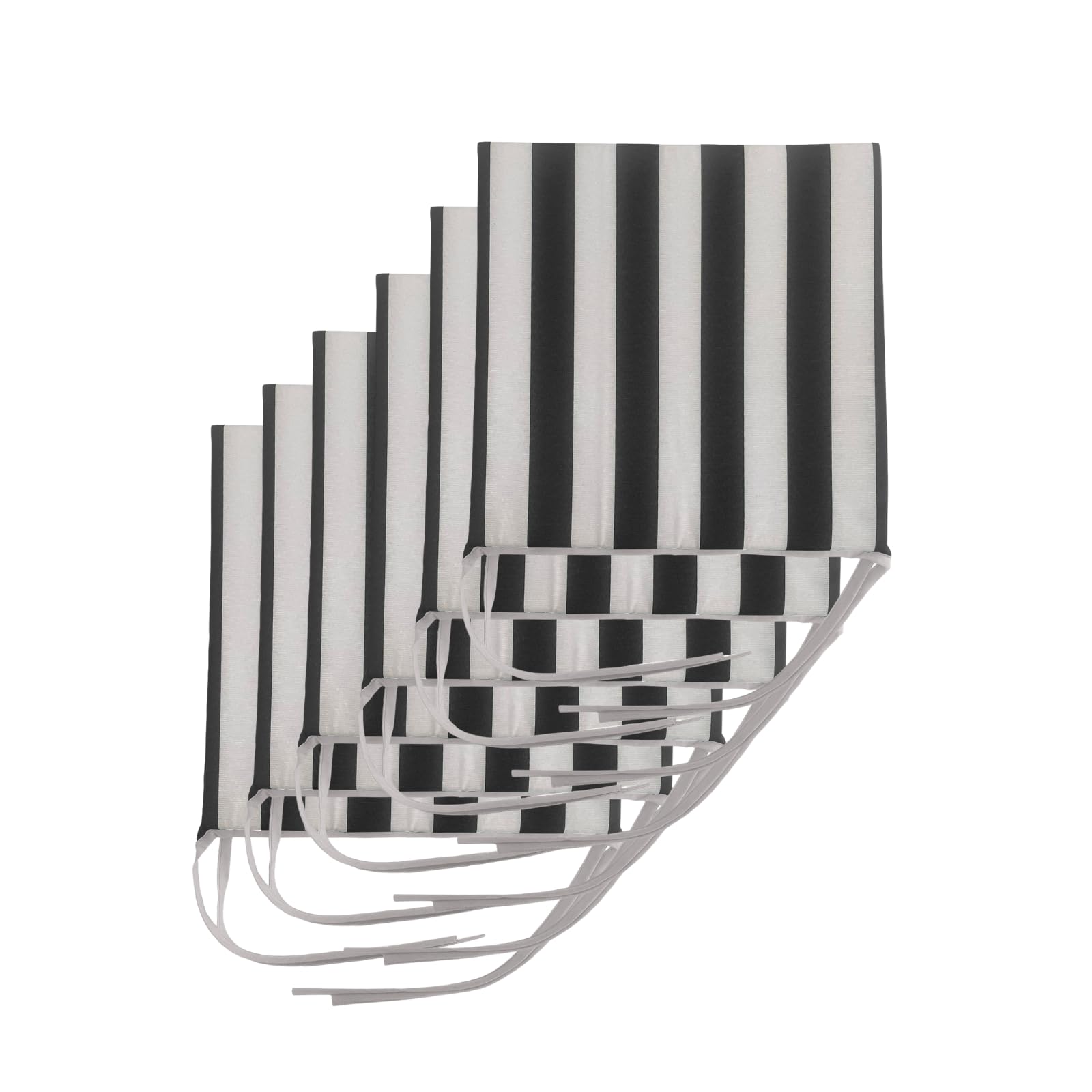 Il Tuo Artigiano Design Set of 6 Cushions for Garden Chairs, Made in Italy, Kitchen Chair Covers 40 x 40 cm, 4 cm Thickness, Cotton Fabric, Sponge Padding (Black and White)