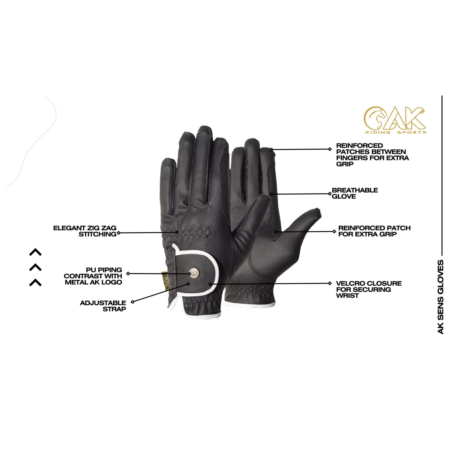 AK AKRS-6344 - Guantes de equitación unisex con agarre sintético para todas las estaciones, duraderos, antideslizantes, agarre de rienda transpirable, ajuste elástico, muñeca de velcro ajustable para
