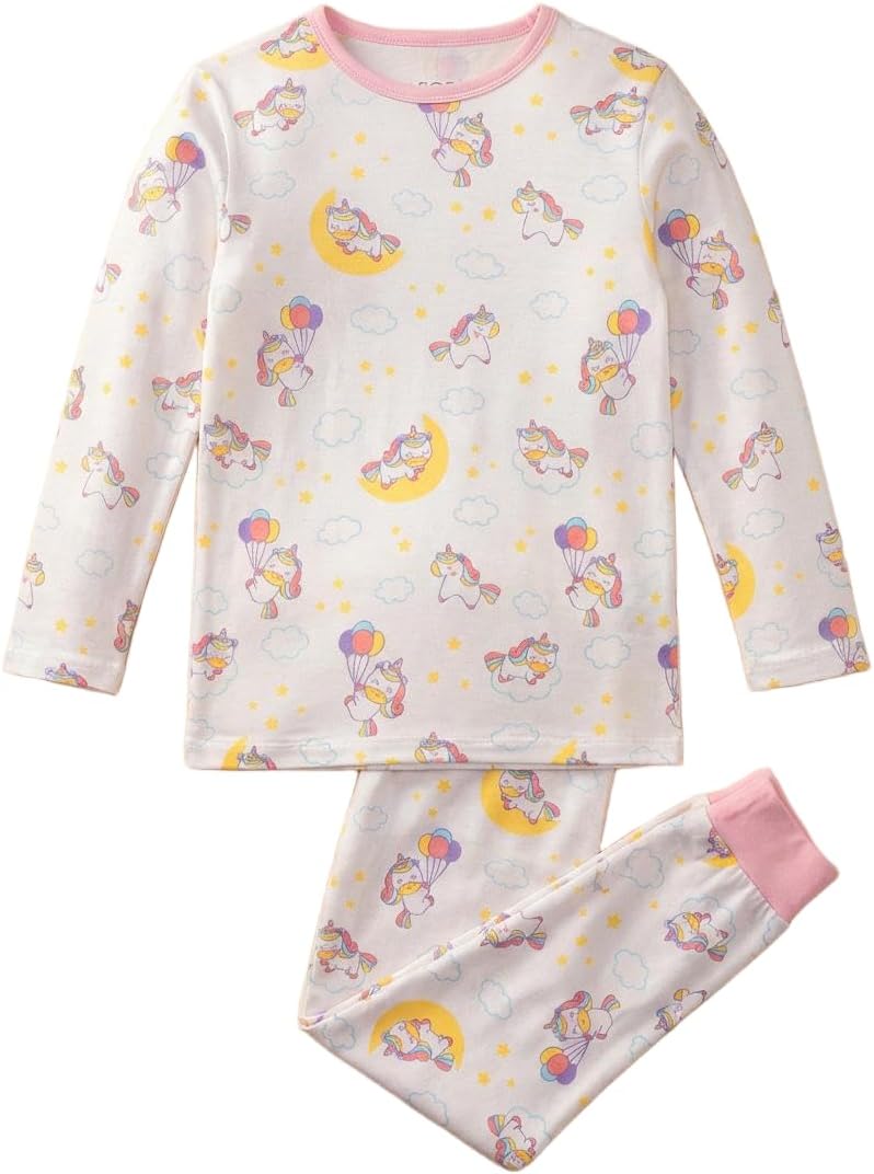Baby Girls Pajamas 2-Piece Set,Short&LongSleeve Sleepwear with Unicorn Print,Soft, Breathable & Machine Washable(0-36 Mothes