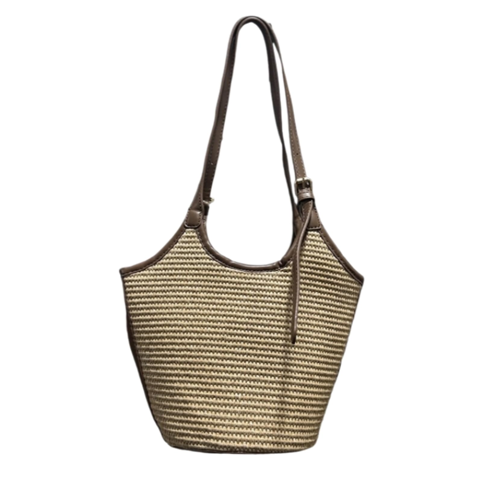 Borsa Tracolla Estate Paglia Tessuto Tote Donna Moda A Spalla Cinturina Regolabile Vacanza Spiaggia-brown-26x23x14cm