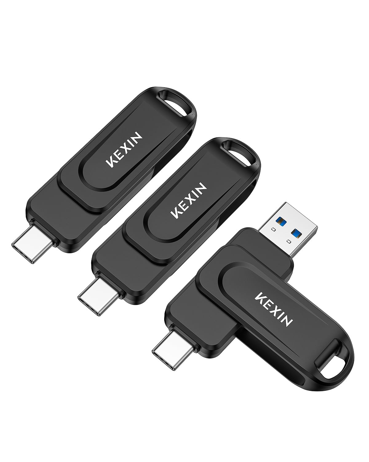 KEXIN USB C Stick USB 3.0 OTG, Dual-USB Type-C & USB-A Anschlüsse, Speicherstick für Handy, iPhone 15/16/17, Tablet, Auto, PC