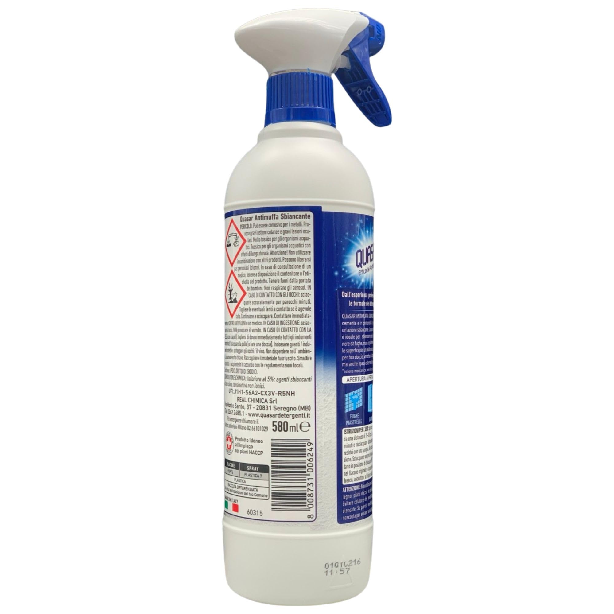 SET PULIZIA: Quasar Detergente Spray ANTIMUFFA Sbiancante, Extrapotente e Igienizzante 580ml + 1 Confezione Spugna Magica + 100pz Guanti HDPE Monouso (3 Spray + 1 Spugna + Guanti)