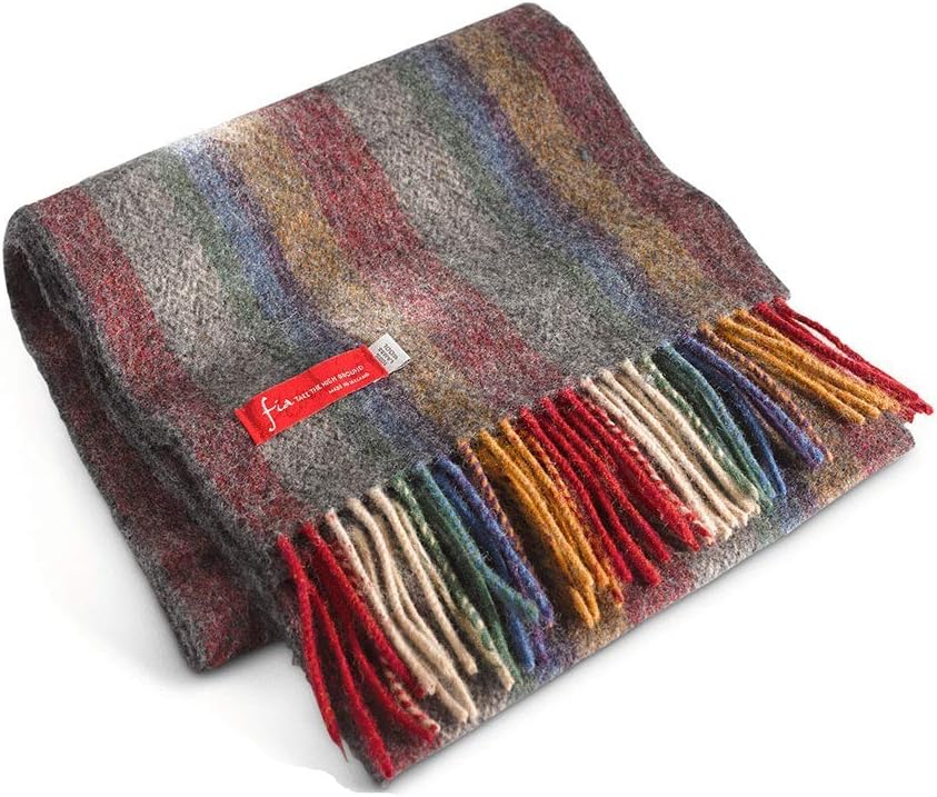 FIA Soft and Warm Irish Wool Plaid Scarf for Men, 9" Wide X 78" Long