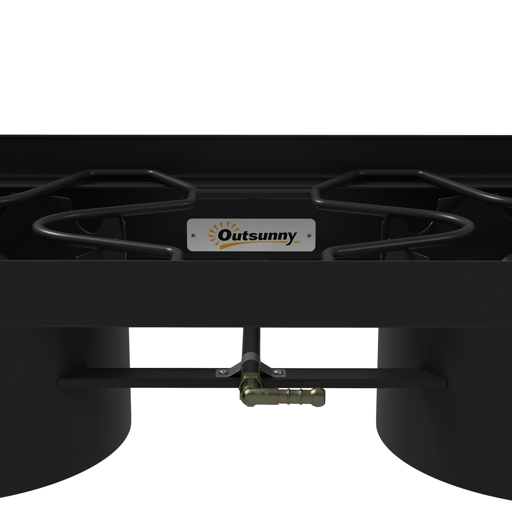 Outsunny Fornello a Gas con 2 Bruciatori 9.2 KW, Fornello da Campeggio in Metallo con Gambe Rimovibili, Nero