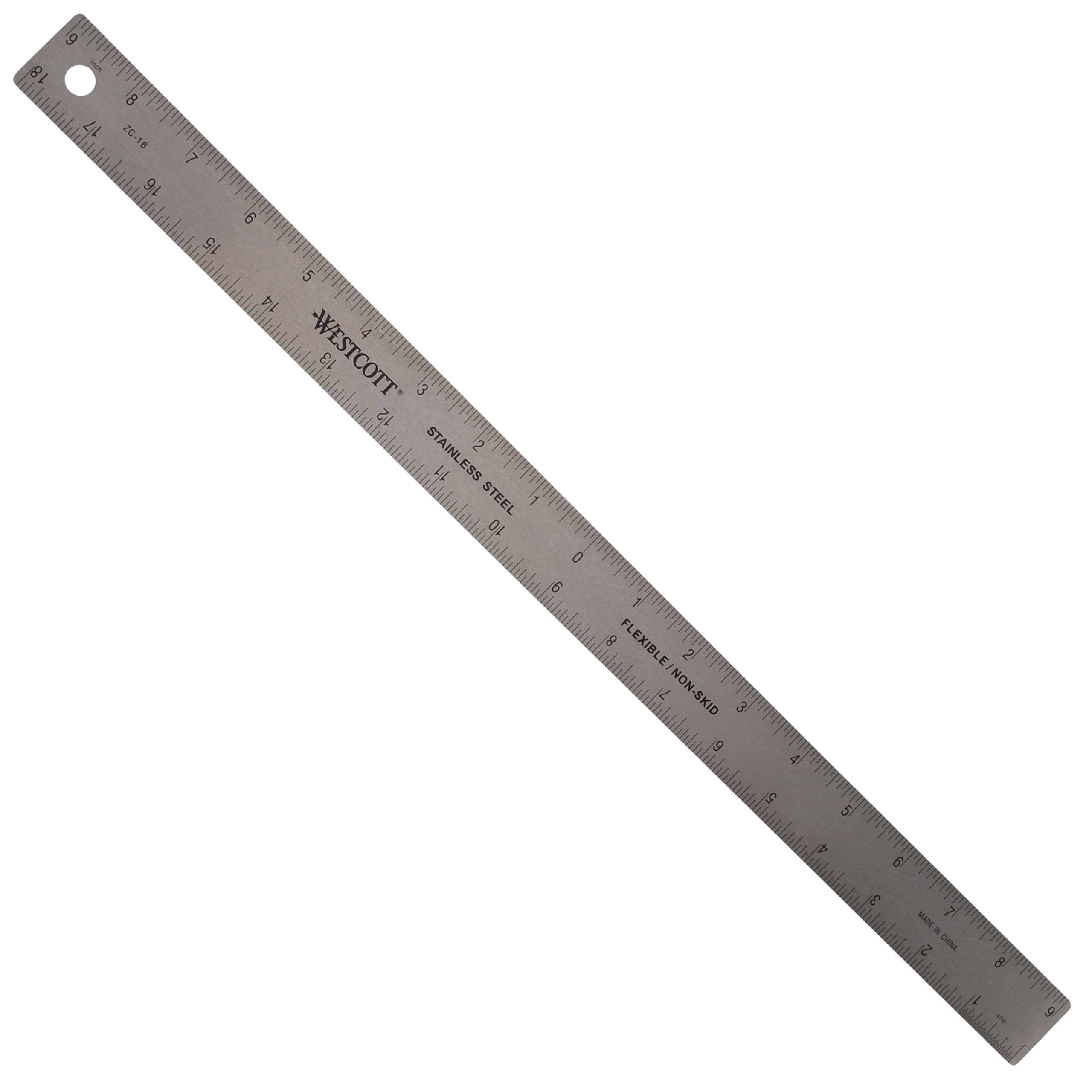 Westcott 45,7 cm Edelstahl-Lineal-Set mit rutschfester Korkrückseite, geätzte Markierungen, 10 Stück (ZC-18)