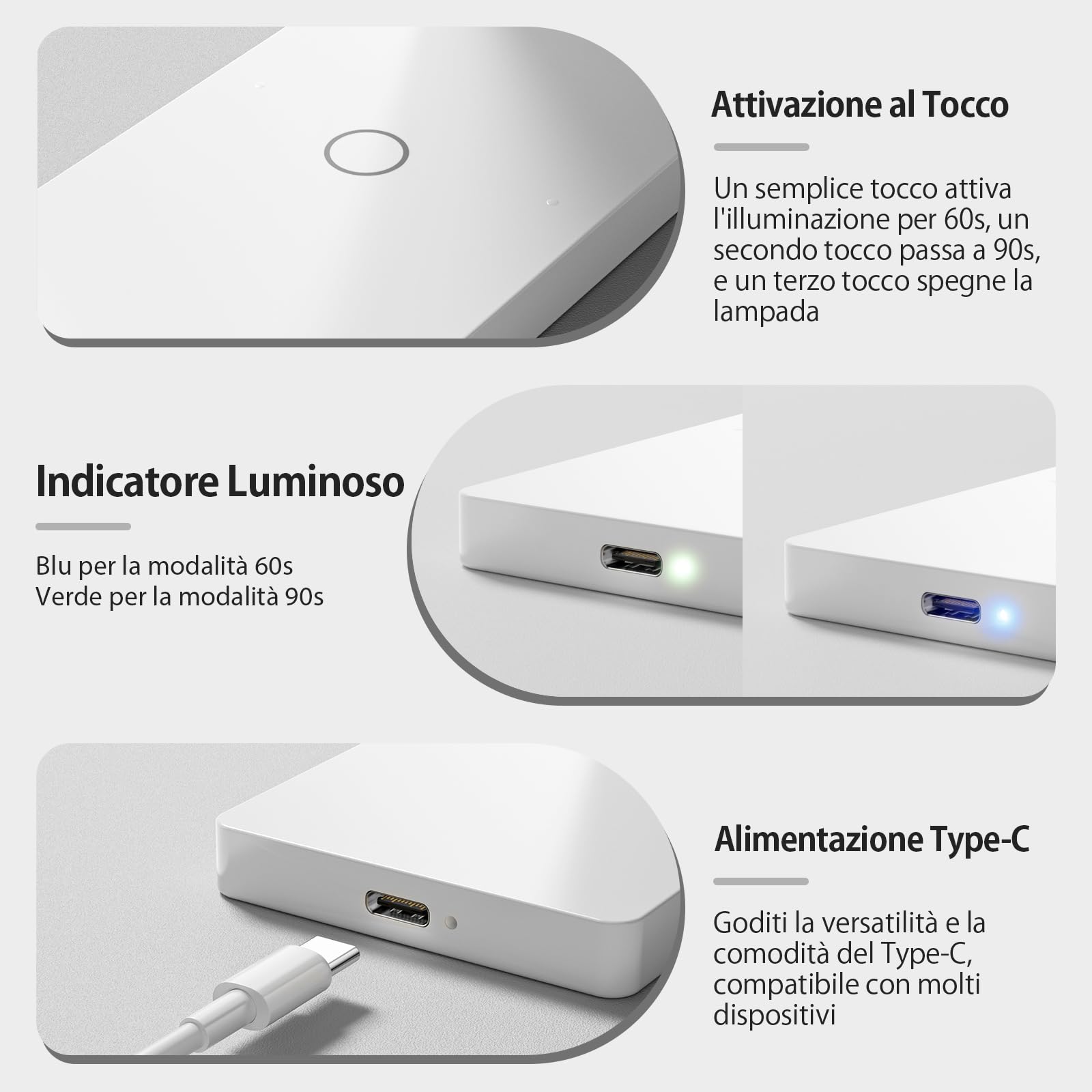 Lampada UV LED Unghie - 18W Alta Potenza, Asciugatura Rapida, Dual Timing, Connessione Type-C, Ideale per Manicure Professionale e Casalinga (bianco)