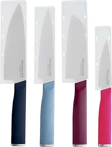 Miniatura 2 de KitchenAid Juego de cuchillos de chef de 4 piezas con fundas para hojas, cuchillo de chef de 6 pulgadas, Santoku de 5 pulgadas, cuchillo utilitario
