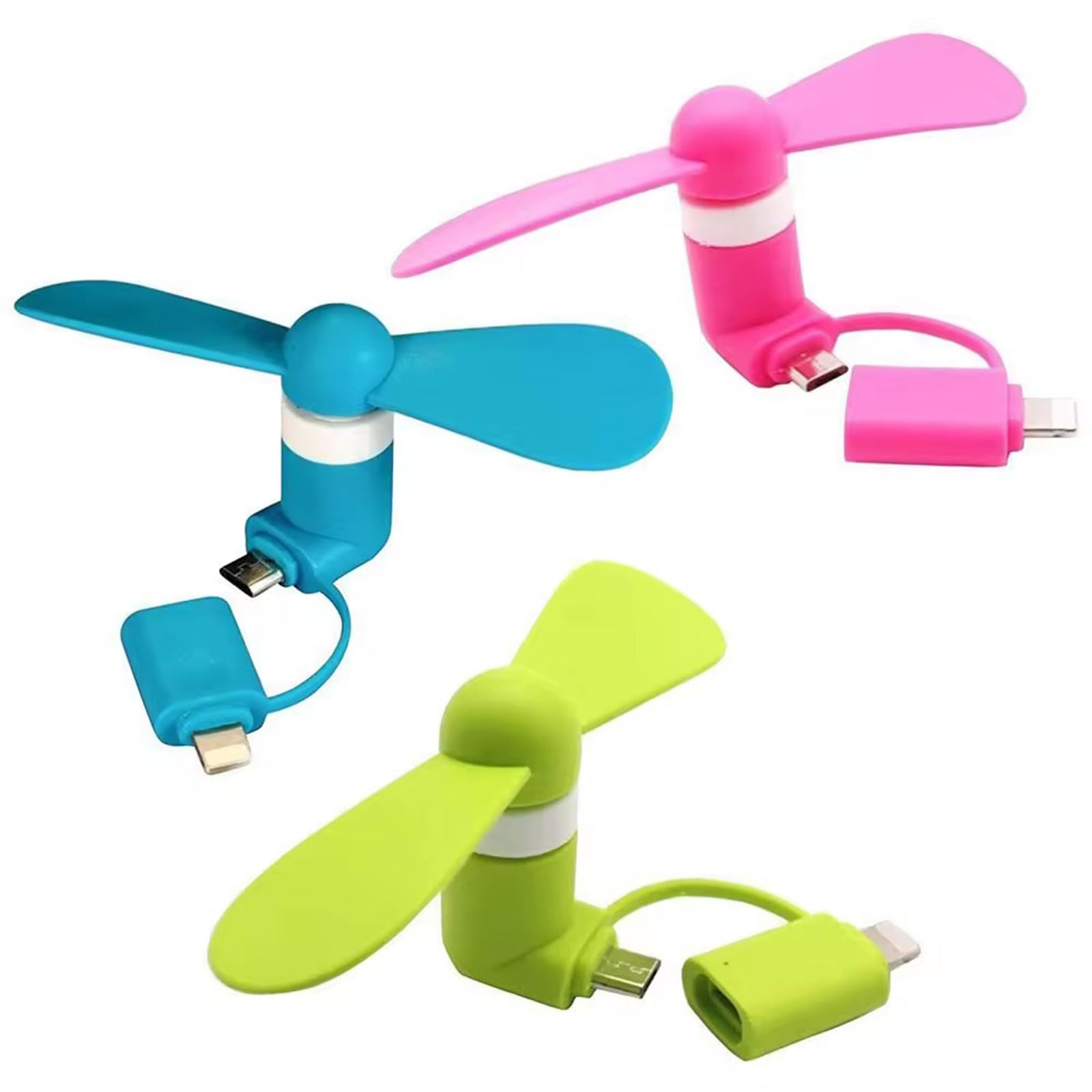 Comioke Mini wentylator do telefonu komórkowego, 5 sztuk, przenośny, mini wentylator do telefonu komórkowego, przenośny, obrotowy, USB, mały, cichy, czarny, biały, pomarańczowy, zielony, różowy