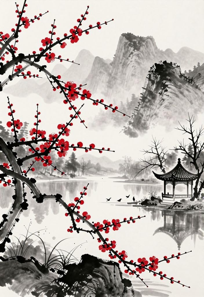 Chinese Ink Landscape 5D Diamond Painting Kit-8x12in