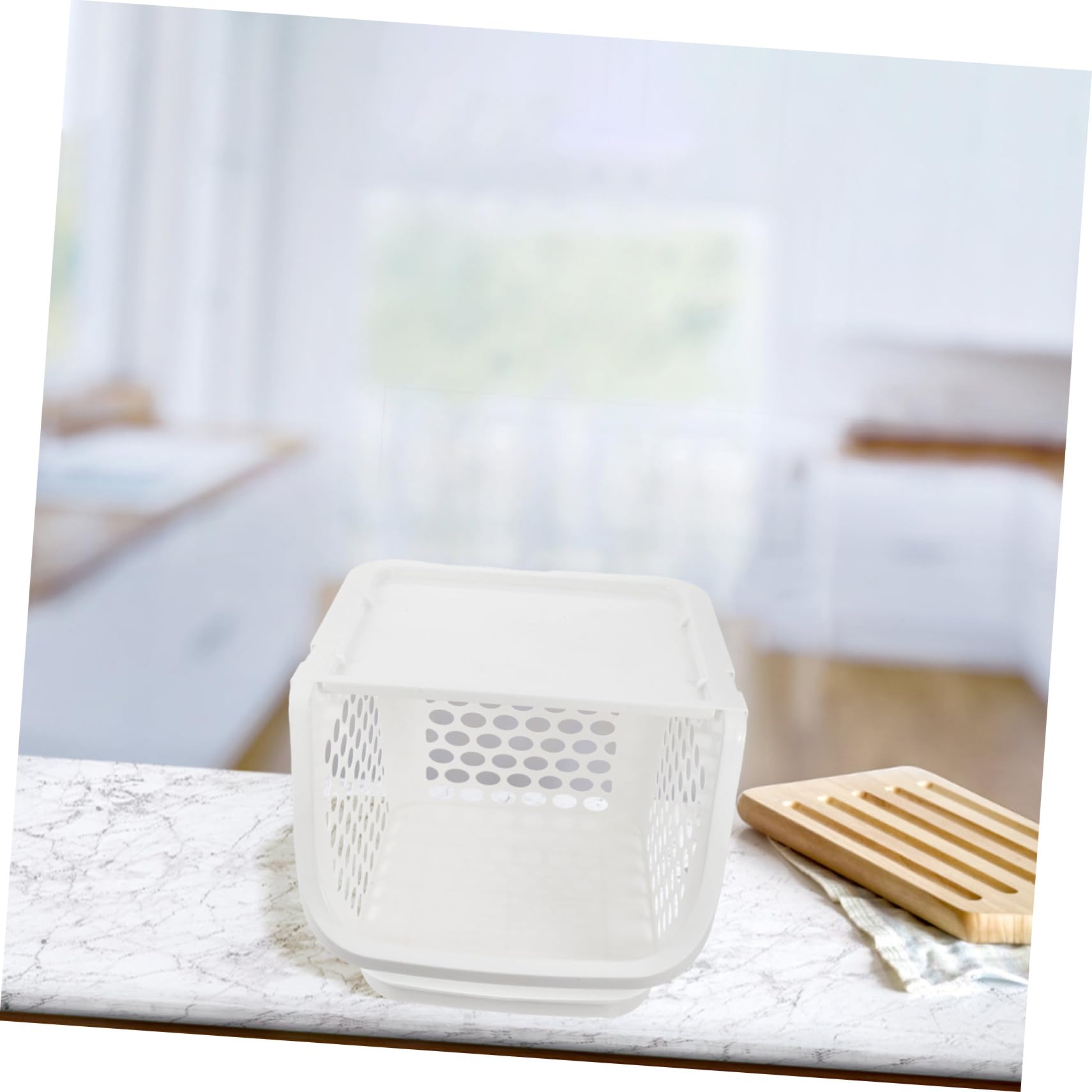 IMIKEYA Panier de Rangement Empilable Conservation Fraîcheur Design Gain de Place Plastique Blanc pour Fruits et Légumes pour Plan de Travail Cuisine