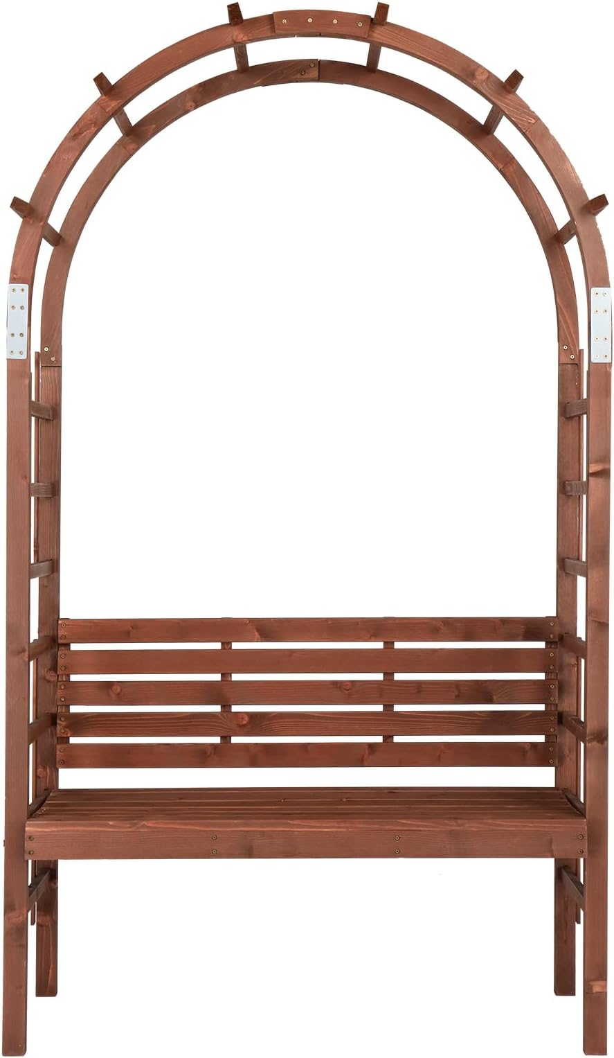 Garden Arch with 2 Person Bench, Wooden Garden Arbor Archway Trellis for Climbing Plants, Lawn, Backyard Decor, Natural main image 1