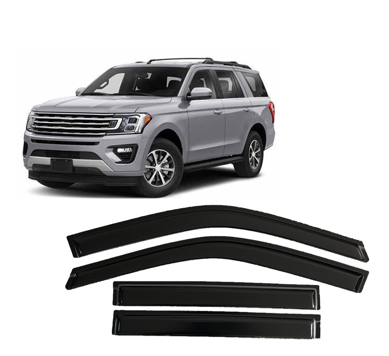 Acwyahso Rain Guards Wind Deflectors for FORD EXPEDITION MAX 2018-2023, 4Pcs Vent Visors, Allows Fresh Air & Keeps Rain Out, No-Drill Install