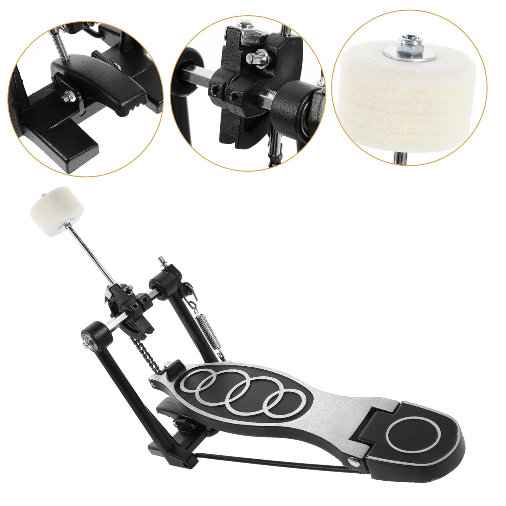 Pedale per Batteria Singolo Nero in Lega di Alluminio e Ghisa, Accessorio di Precisione Multifunzione per Grancassa e Kit di Batteria