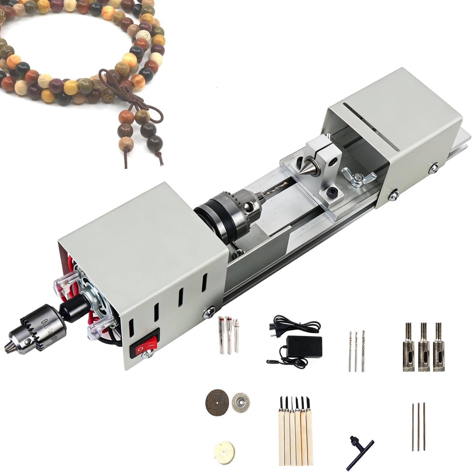 Mini Lathe Machine for Multi-Purpose DIY Projects in Metal, Wood, and Stone Carving, Grinding, and Milling