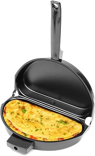 Fox Run Non-Stick Folding Omelette Pan 8.75" with Egg Poacher Insert - Perfect Eggs Fast