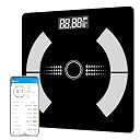 JINER Digital Body Weight Scales with App, Bluetooth Body Composition Analyzer for Weight Loss, BMI, Muscle Mass Track, Black, Tempered Glass, Counter Scale, Mini, 180kg/400lbs Capacity gallery image