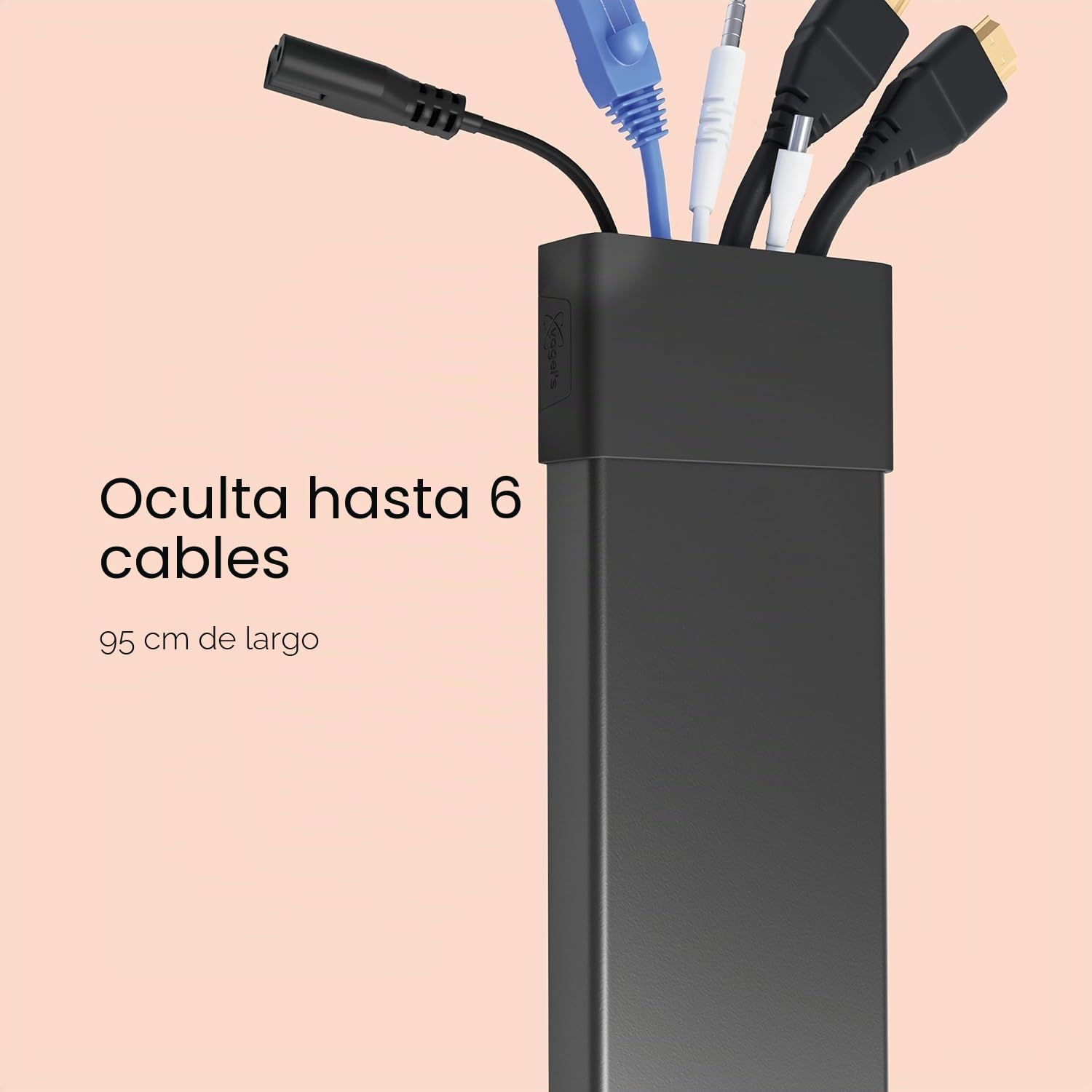 Vogel's TVA 7000 - Canal para cables (hasta 6 cables, distancia mínima a la pared de sólo 1,4 cm, longitud de 100 cm, aluminio, adecuado para tipos de cable como HDMI, USB, AUX o cable de alimentación