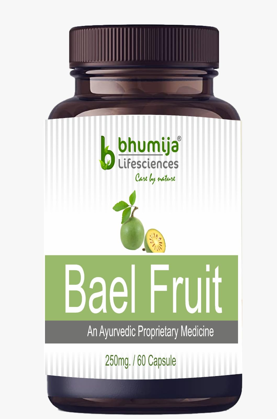 Bhumija Lifesciences Bael Fruit 250 MG | 100% Ayurveda Superfood for Gut Health | Healthy, Herbal | Stomach Health - 60 Capsules (Pack of 1)
