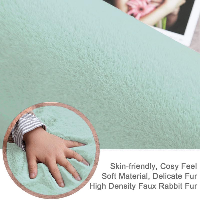 Image of Rabbit Fur Area Rug 6x8 Ft | Super Soft Plush Carpet with Anti-Slip Backing | Washable Luxury Rug for Bedroom, Living Room & Home Decor