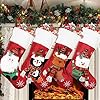 COOLWUFAN Christmas Stockings 4 Pack 19 Xmas Stockings with Snowflake Santa Snowman Reindeer Penguin and Plush Faux Fur Cuff Stockings for Stairs Fireplace Hanging Xmas Home Decor