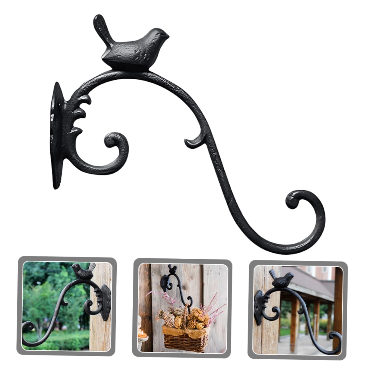 Crochet Support en Jardinière Noir pour Fer Suspendue Mural Stable