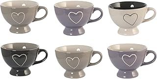 6 tazz jumbo in stoneware cuore senza piatto assortiti 35