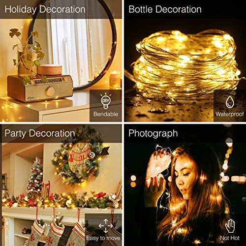 50 LED Photo Clip String Lights, Litogo 5M Photo Peg Fairy Lights with 30 Clips Indoor Battery Powered Silver Wire Hanging String Photo Frames Decoration for Bedroom Wedding Party Christmas Photo