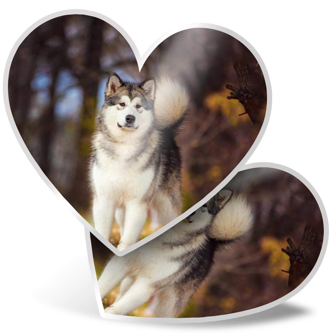 Destination Vinyl Ltd Multi 2 X Heart Stickers 7.5 Cm - Alaskan Malamute Adult Dog Husky Fun Decals For Laptops,Tablets,Luggage,Scrap Booking,Fridges, #12369