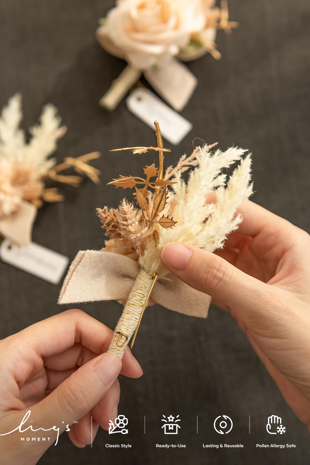 White Roses Ling's Moment Boutonniere For Men, 6pcs Groom Groomsmen  Boutonniere Artificial Flowers For Wedding Decor Prom Homecoming Etc Blush  Pinkprpl Purple Lilac Lavender Lings Moments Flowers, image size:1068x1600