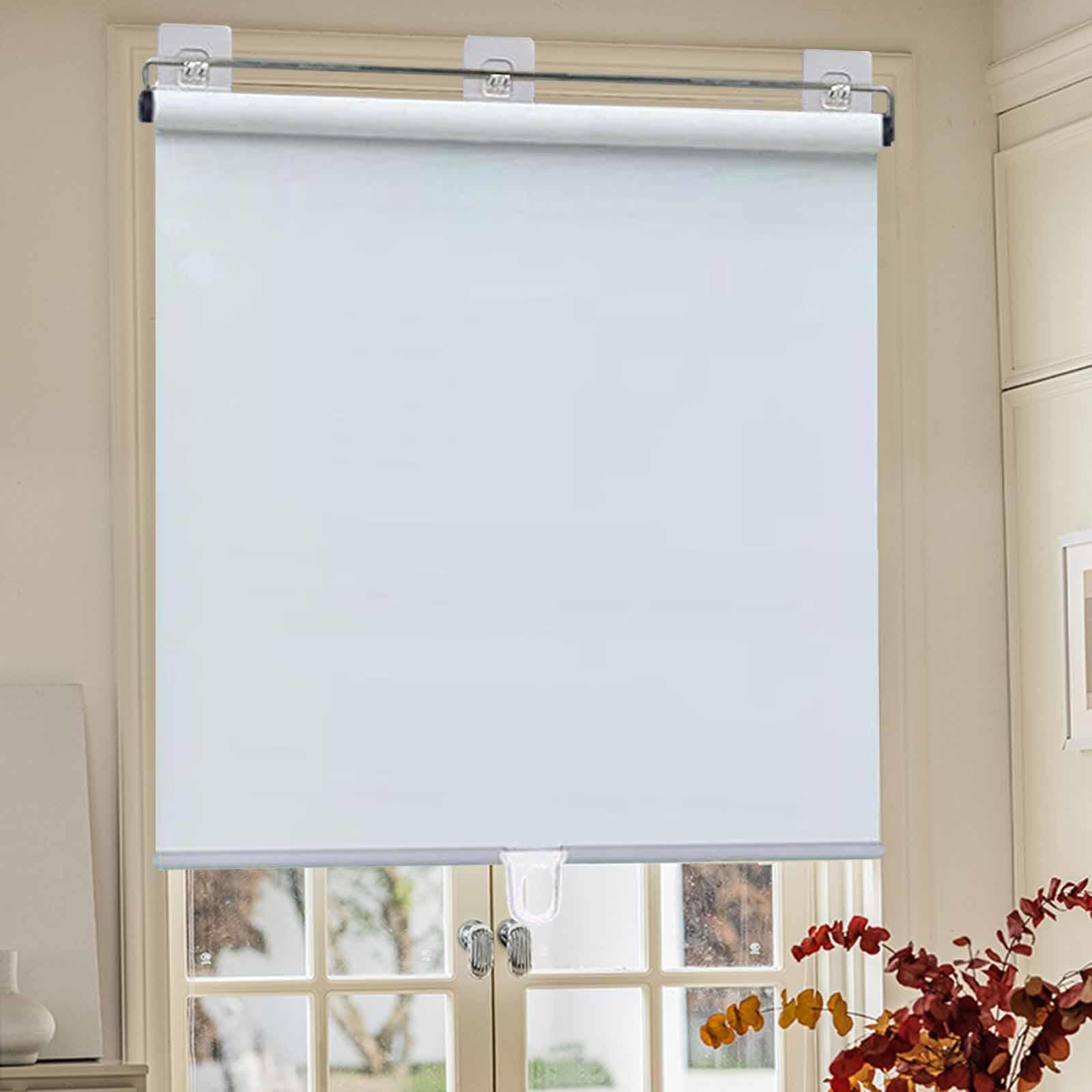 Dzhtuf White Suction Cup Roller Blinds,Blackout Roll Up Blinds,50Cm 60Cm 80Cm 90Cm 105Cm,Retractable Balcony Sunscreen Shades,Lightweight Cordless Curtains,Fabric Window Shades,-90X200cm/35X79in
