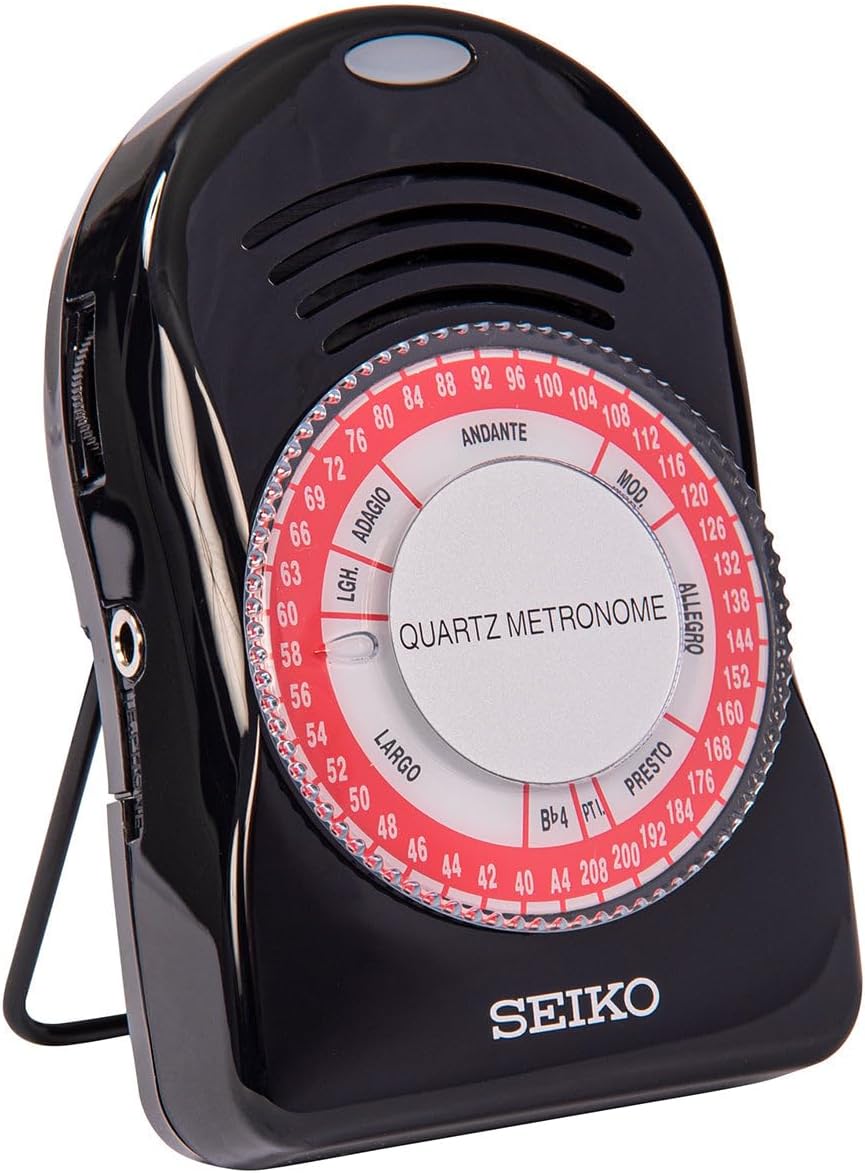 Seiko SQ50-V Quartz Metronome For Piano, Guitar and All Instruments, Easy-To-Use, Tempo Range 40-208BPM, Built-In Tone Generators (A&Bb), Adjustable Volume & Click Options, Red LED, Earphone Jack