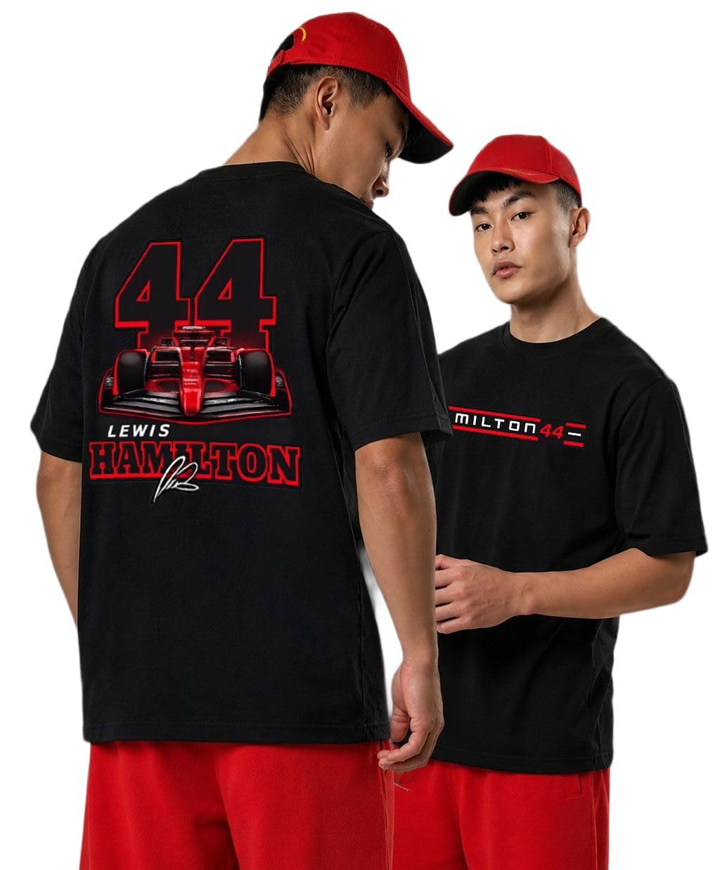 Mens Black Half Sleeve Drop Shoulder Graphic Printed T-Shirt | F1 Hamilton Inspired Motorsport T Shirt for Men | Formula 1 Racing Streetwear Tee | 42-picture-47
