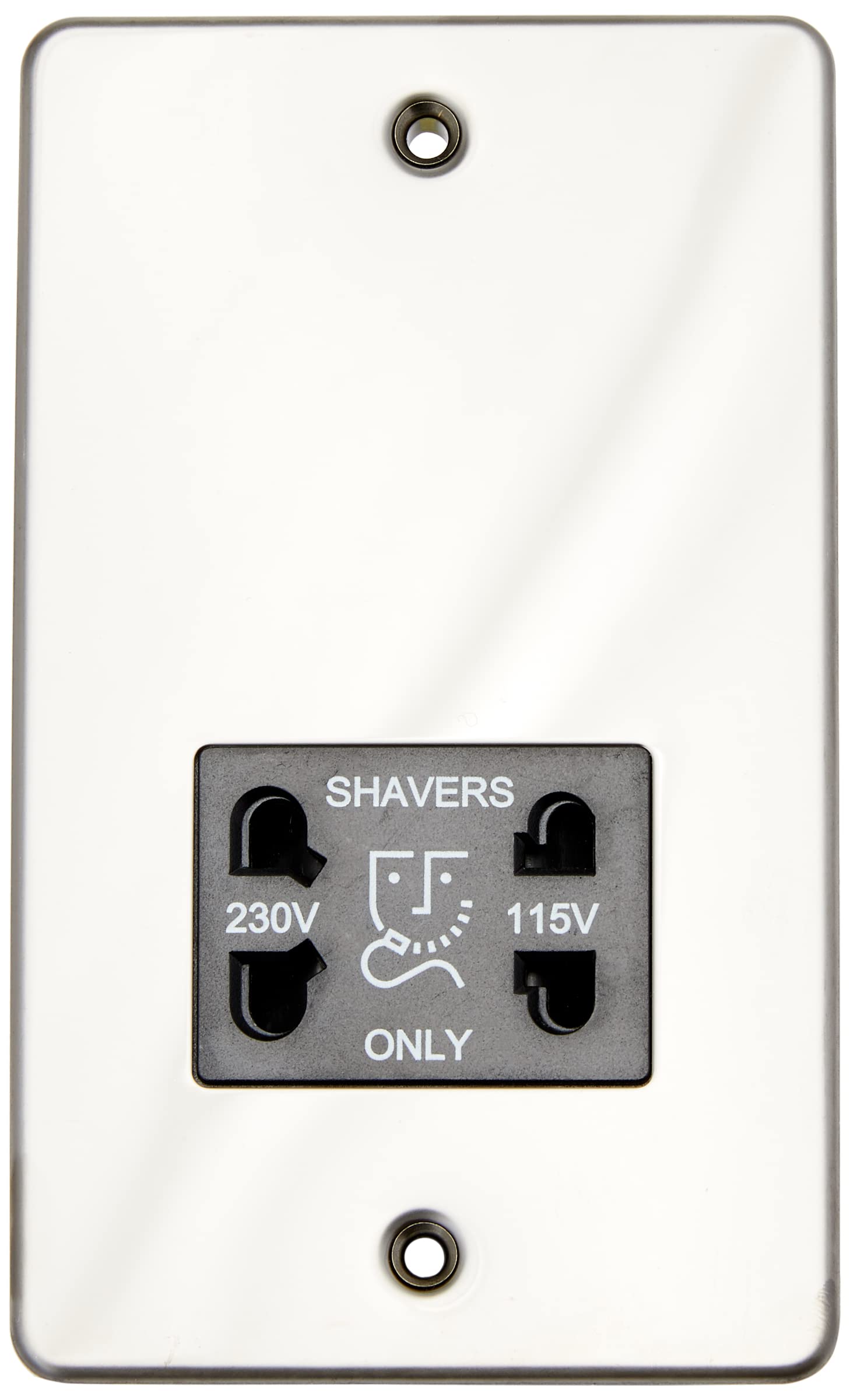 Knightsbridge FPAV8900GM 115/230 V Flat Plate Dual Voltage Shaver Socket with Black Insert - Gunmetal
